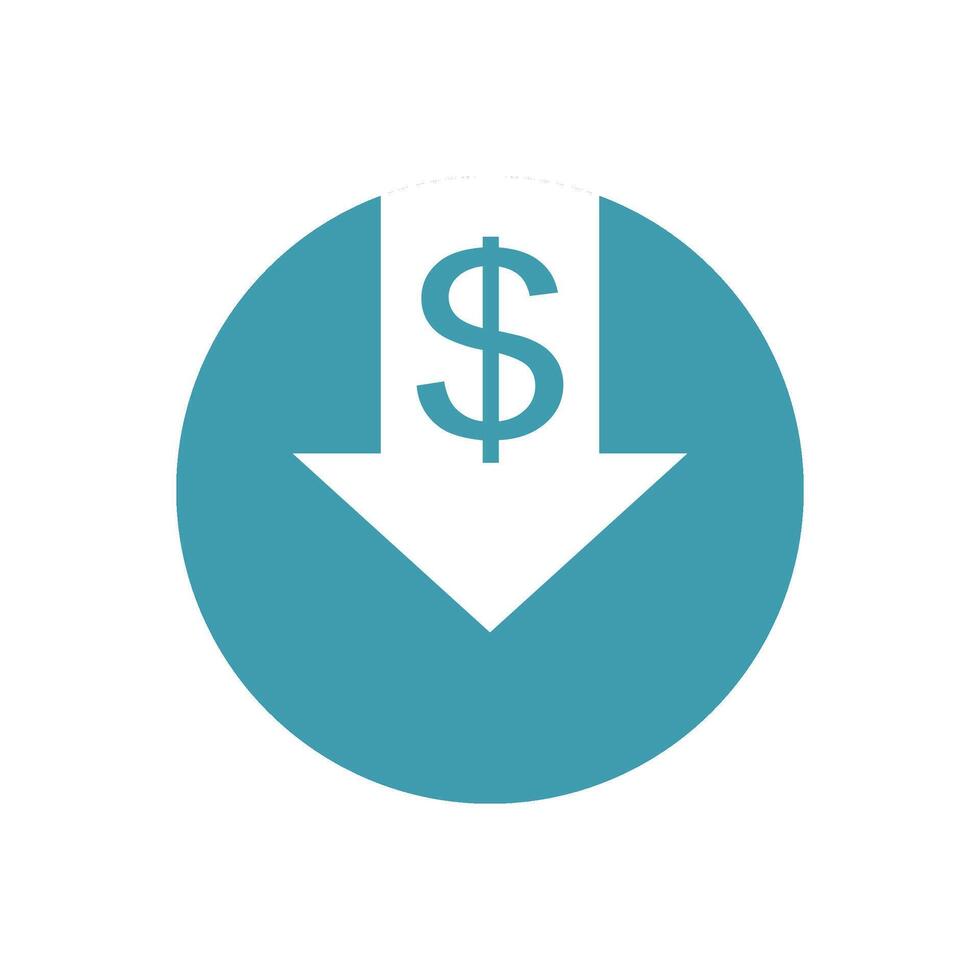 A decrease in cost or a reduction in price icon used to represent concepts such as cost reduction, price drop or financial loss. vector