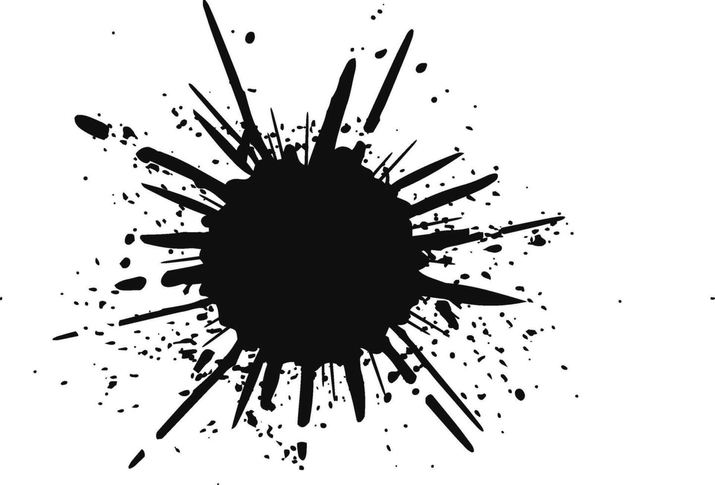 Black ink splash on white background creating grunge design element vector