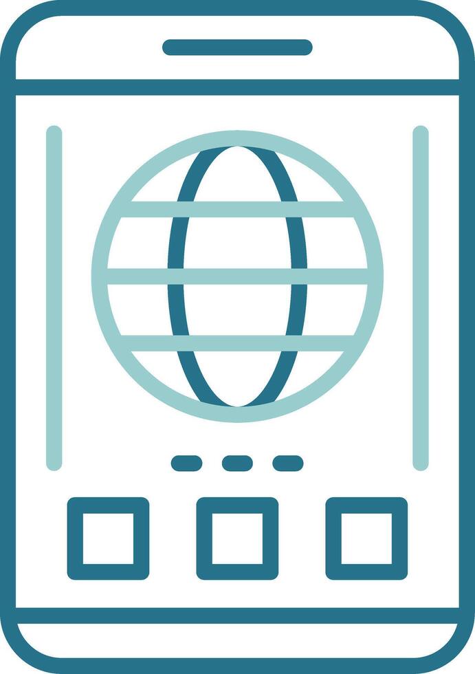 Globe Mobile Interface Outline Two Color Icon vector