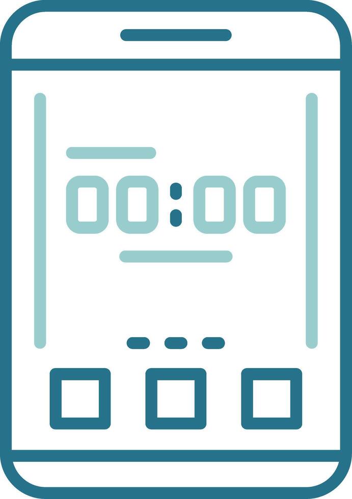 Clock Mobile Interface Outline Two Color Icon vector