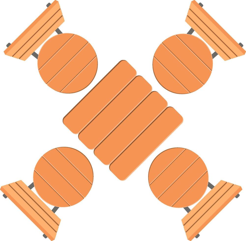 Picnic tables and benches creating seamless pattern vector