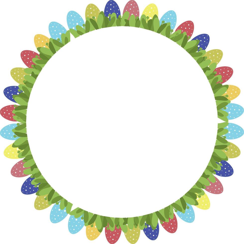 Easter eggs border frame with space for text. Border with decorated eggs on white background vector