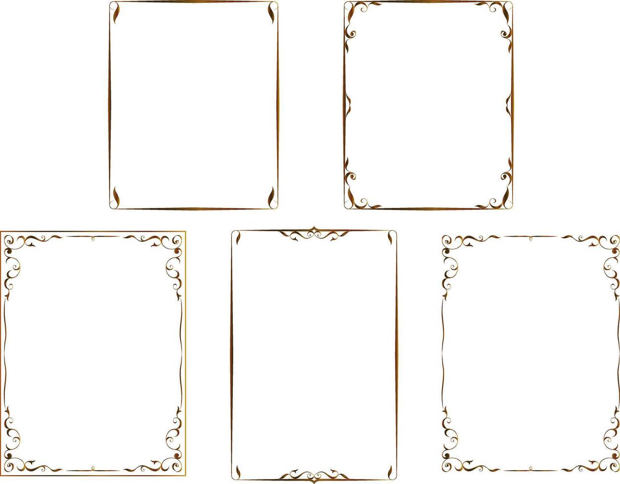 a set of vintage frames for graphic art and design, frames with a golden gradient, clipart on a white background, retro style with abstract elements ardeco vector