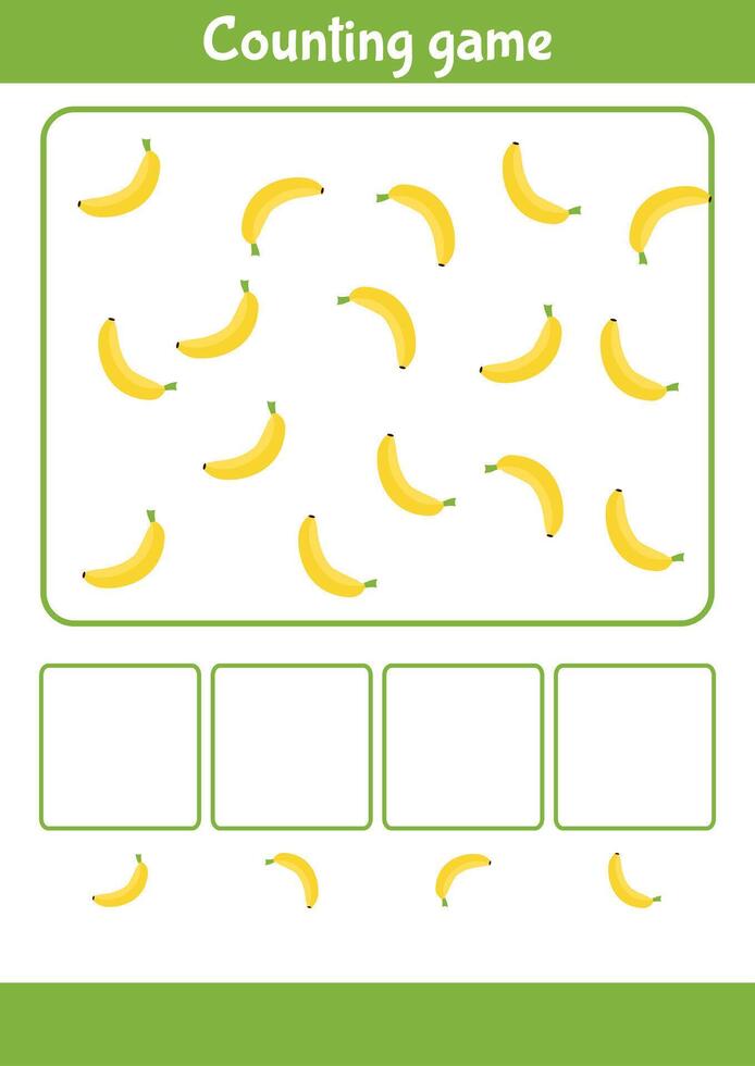A fun counting game Help kids learn to count by finding and tallying all the bright yellow bananas vector