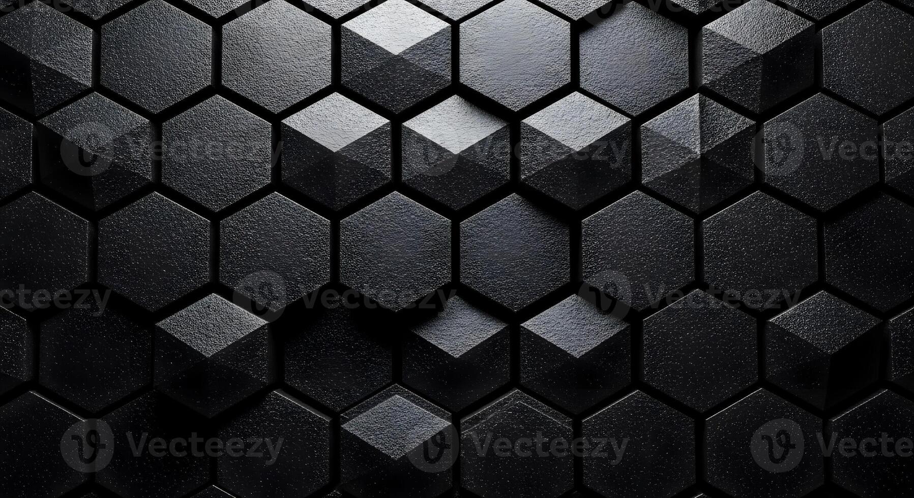 Abstract black hexagonal pattern background with geometric shapes photo