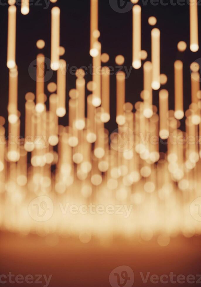 Abstract Vertical Light Streaks with Bokeh Effect on Dark Backdrop in Warm Tones photo