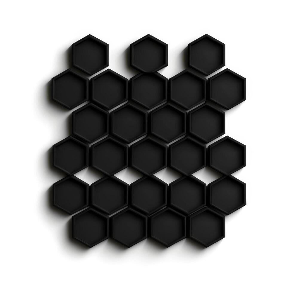 Black Hexagonal Tiles Arranged in a Pattern on a White Background for Modern Design Projects photo