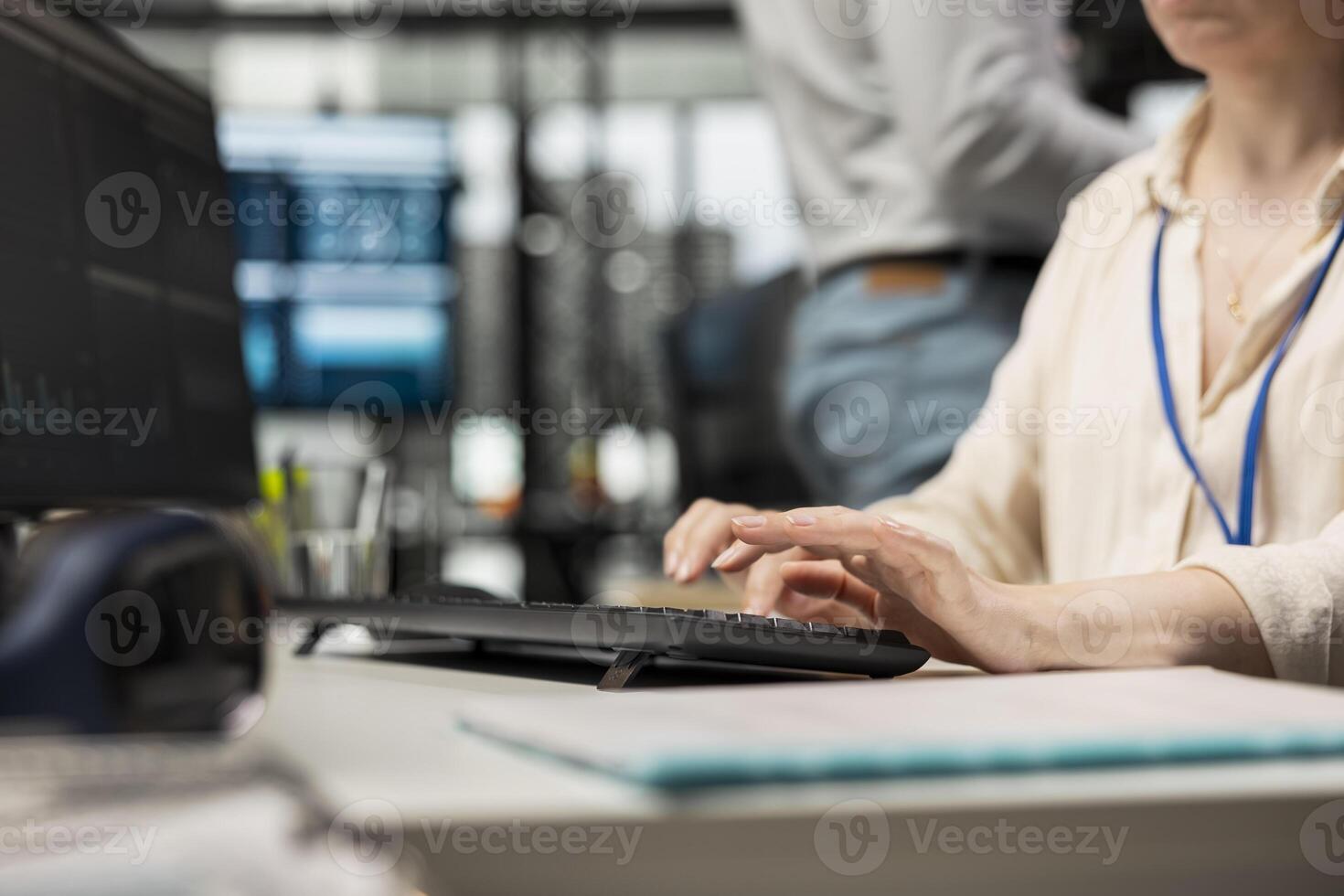 Close up of woman engages in brainstorming sessions and data forecasting, leveraging insights and technology to align the strategy with objectives and support for efficient project execution. photo