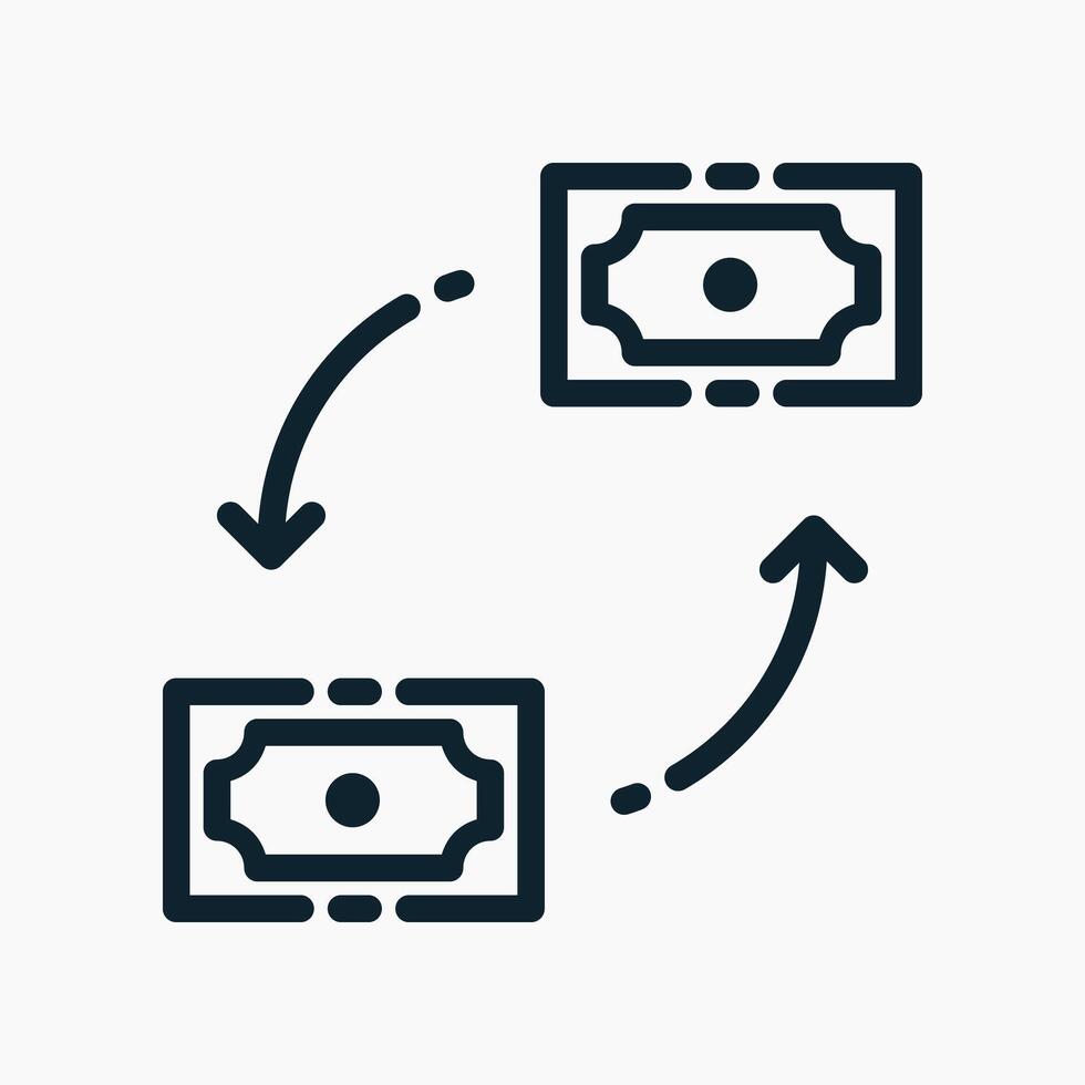 Money Transfer Icon in line style. Perfect for apps, websites, UI UX, presentations, or infographics. Editable illustration file with clean design and modern design. vector