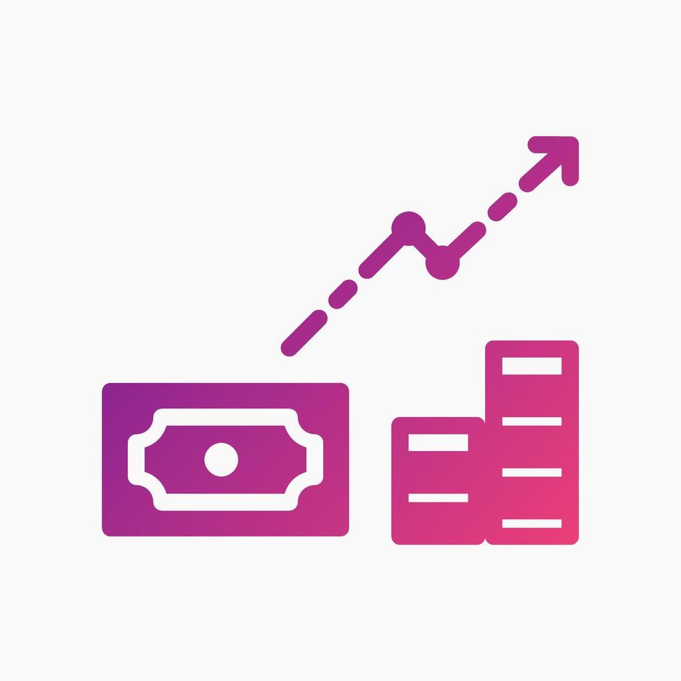 Finance Growth Icon in gradient style. Perfect for apps, websites, UI UX, presentations, or infographics. Editable illustration file with clean design and modern design. vector