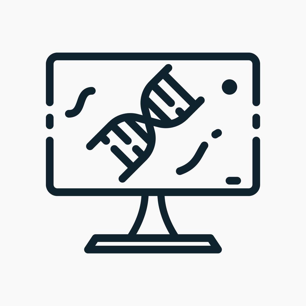 DNA Analytics Icon in line style. Perfect for apps, websites, UI UX, presentations, or infographics. Editable illustration file with clean design and modern design. vector