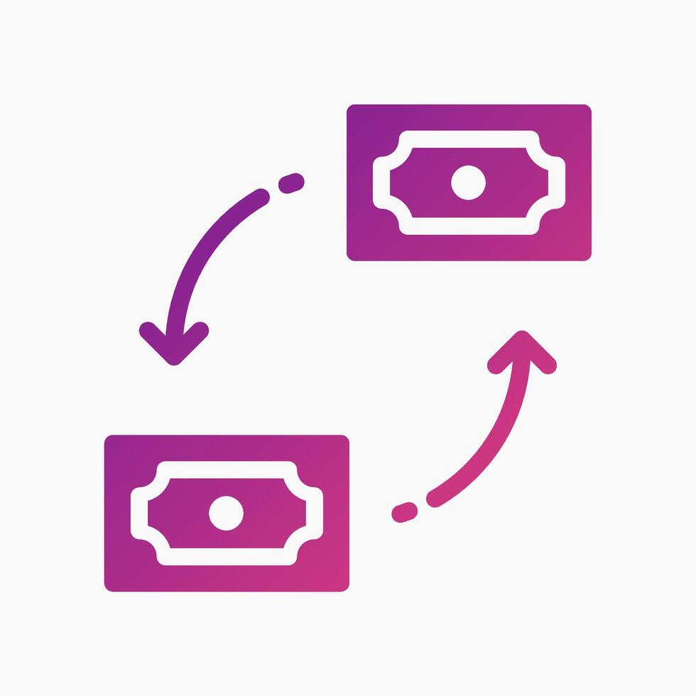 Money Transfer Icon in gradient style. Perfect for apps, websites, UI UX, presentations, or infographics. Editable illustration file with clean design and modern design. vector