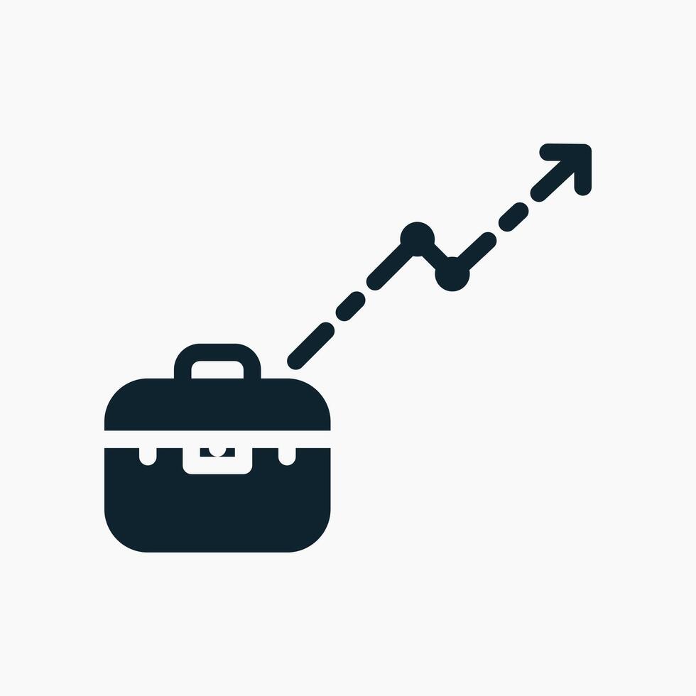 Briefcase Growth Icon in glyph style. Perfect for apps, websites, UI UX, presentations, or infographics. Editable illustration file with clean design and modern design. vector