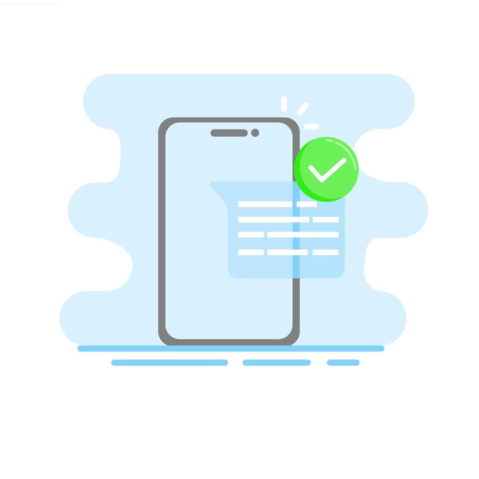 New message notification icon on a smartphone. Mobile app, push notification, speech bubble, sign symbol. Digital update, task completed, draft received. vector