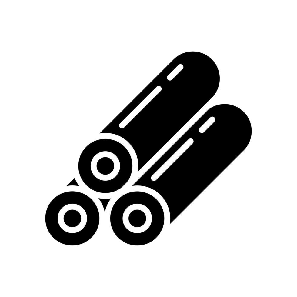 un estilo sólido icono representando madera o Tablas de madera, a menudo con un sierra, simbolizando recurso usar. vector