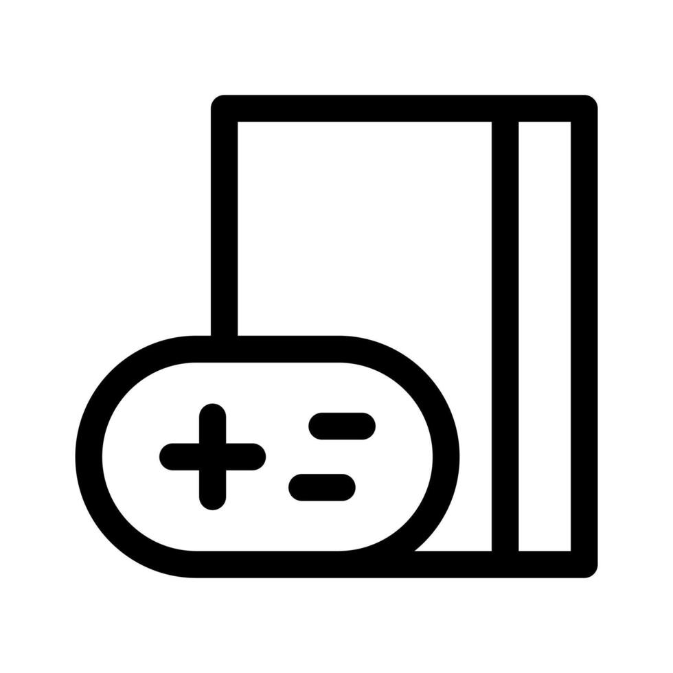 A third line icon representing a handheld gaming console device. vector