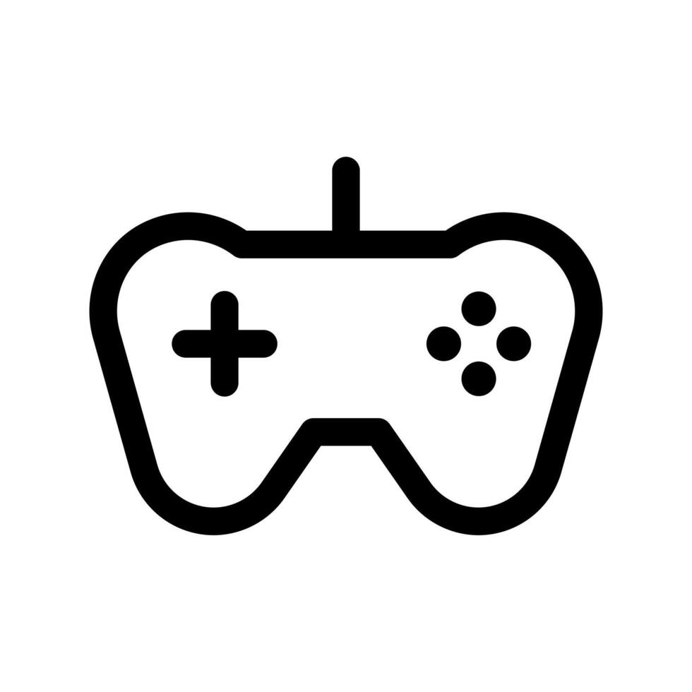A linear icon representing a gaming console or home entertainment system. vector