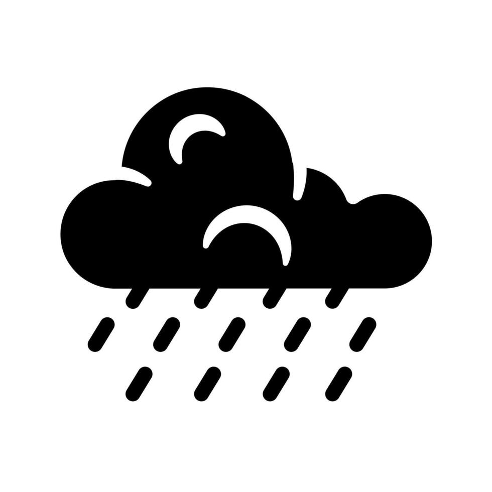 A solid-style icon of water falling from the clouds, symbolizing weather and water resource. vector