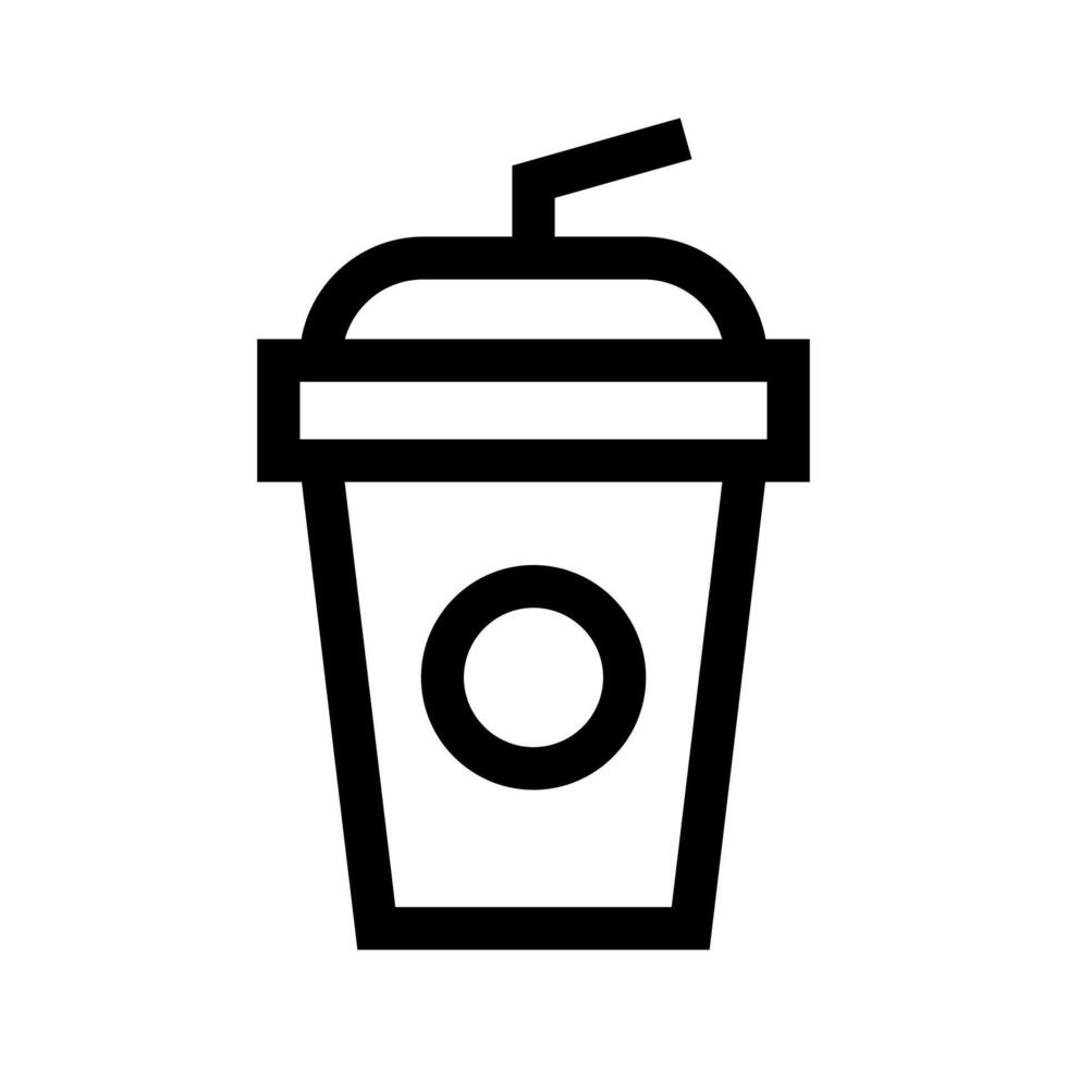 A simple line icon of a fountain drink cup with a straw for the movie experience. vector