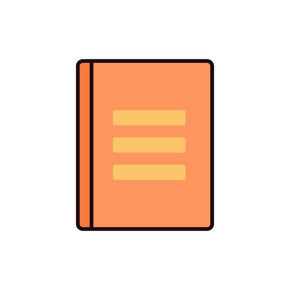 Bright Orange Student Notebook with Yellow Label Stripes in Simple Flat Style vector