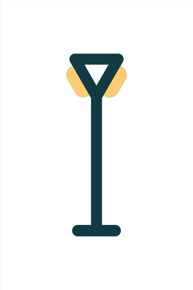 Abstract City Lamp with Triangle Head and Two Side Lights on Tall Pole vector