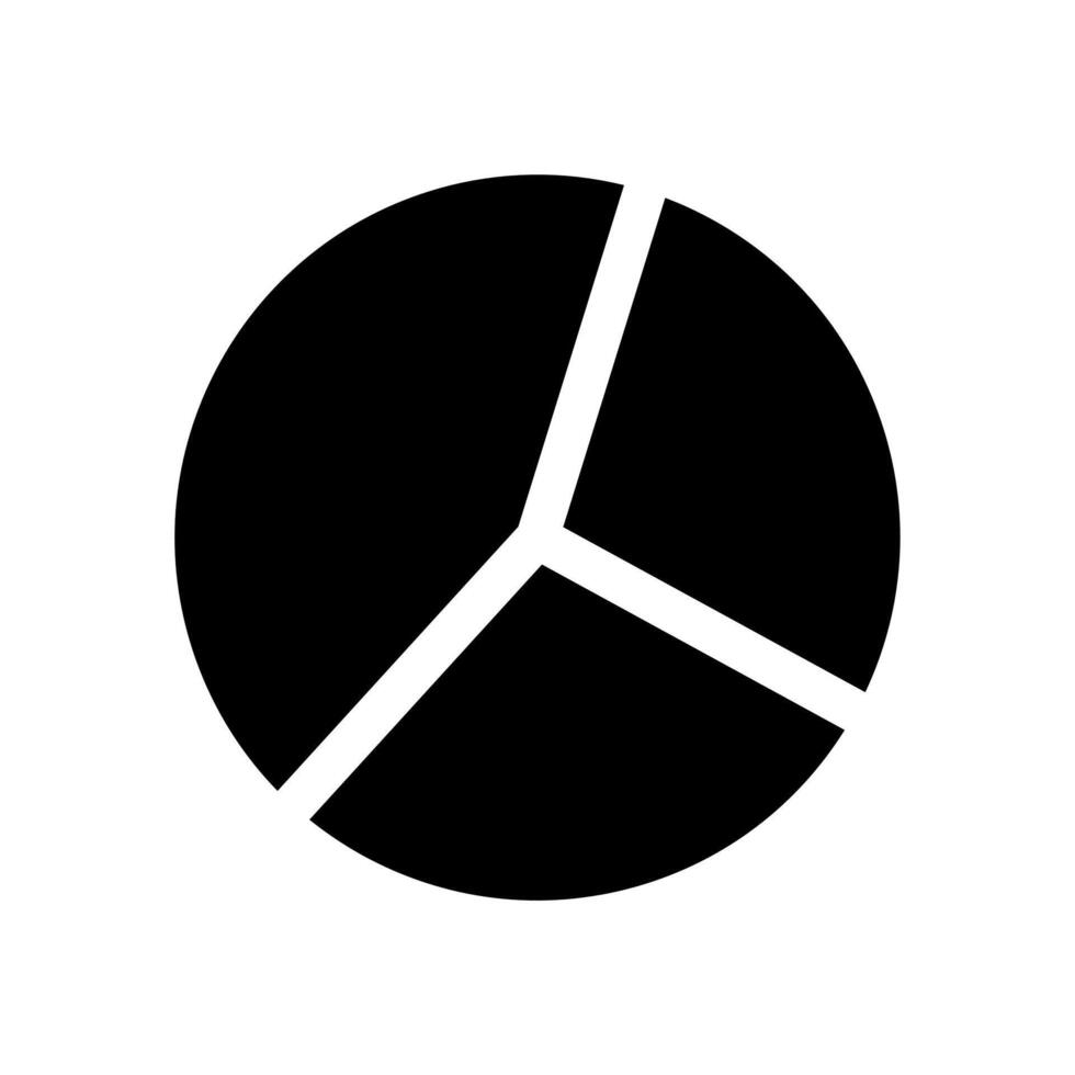 A simple solid icon of a circular pie chart for data analysis and allocation. vector