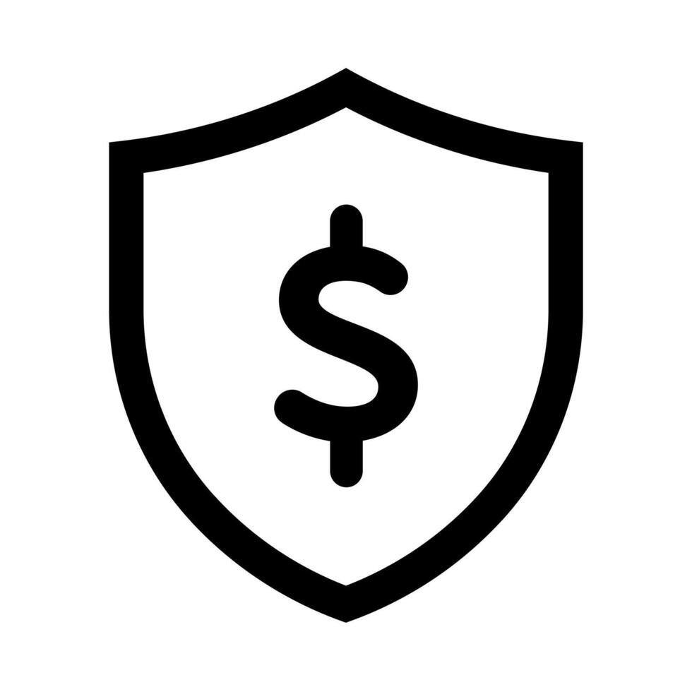 A linear graphic depicting a security shield for protection and data safety. vector