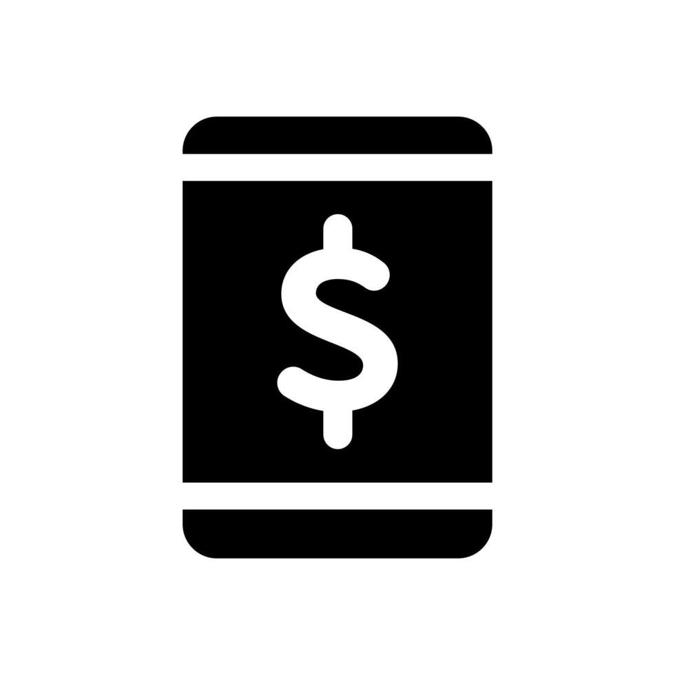 A bold solid icon representing a modern mobile device or smartphone for business communication. vector