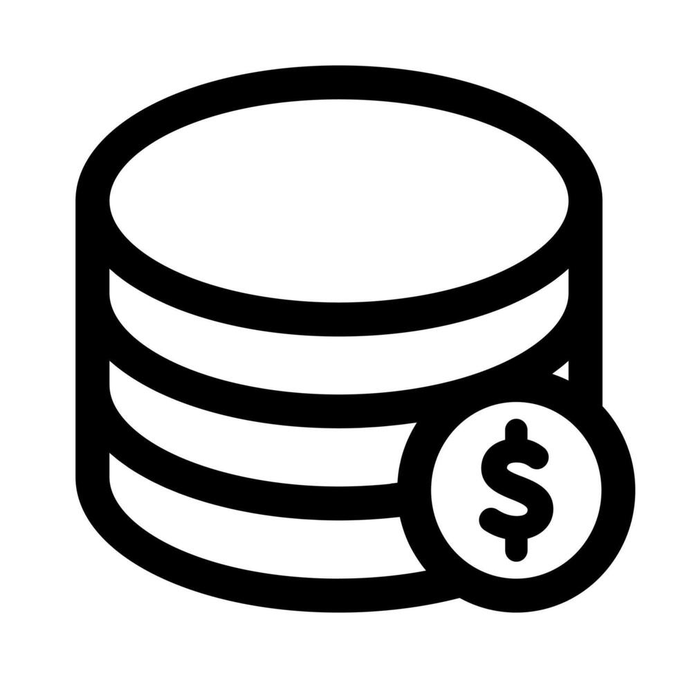 A second linear graphic depicting a single coin or token. vector