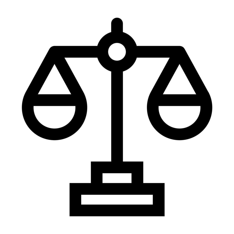 A simple line icon of a weighing scale or balance, representing justice or weight. vector
