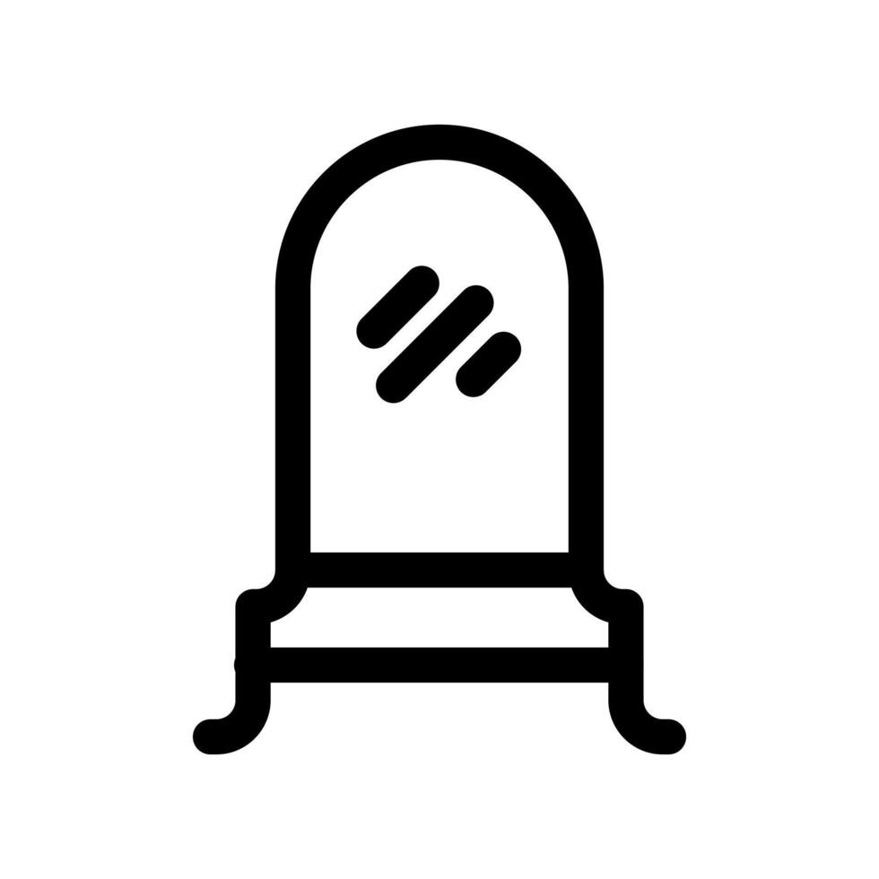 An outline icon of a rectangular full mirror or dressing mirror. vector