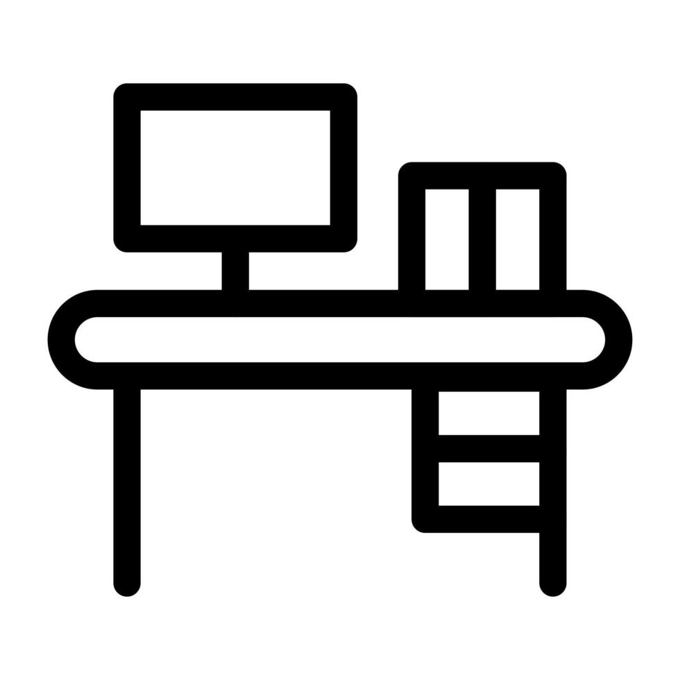 un lineal gráfico de un especializado computadora escritorio para un ordenador personal monitor. vector