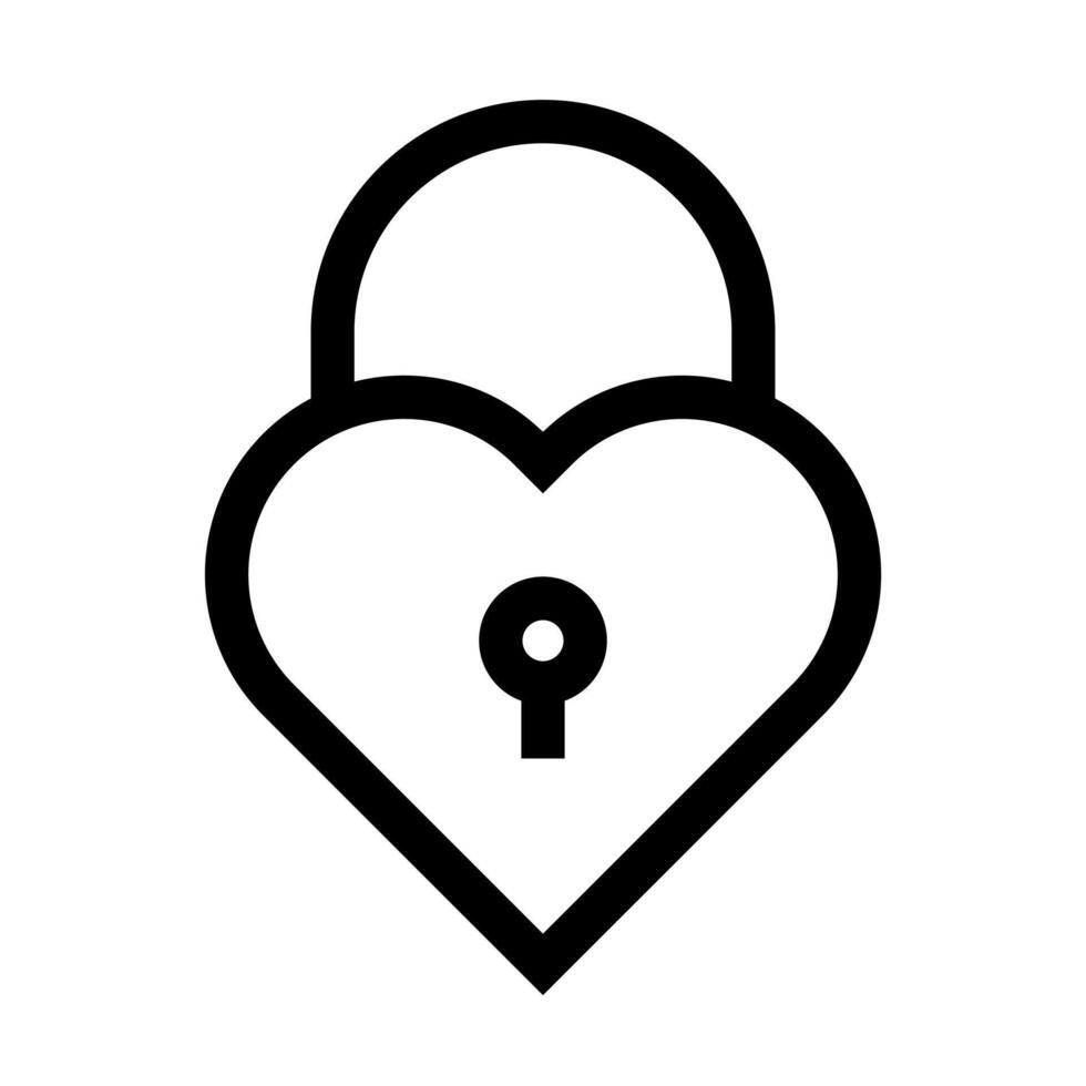 An outline symbol of a heart with a padlock, representing locked heart or secrecy. vector