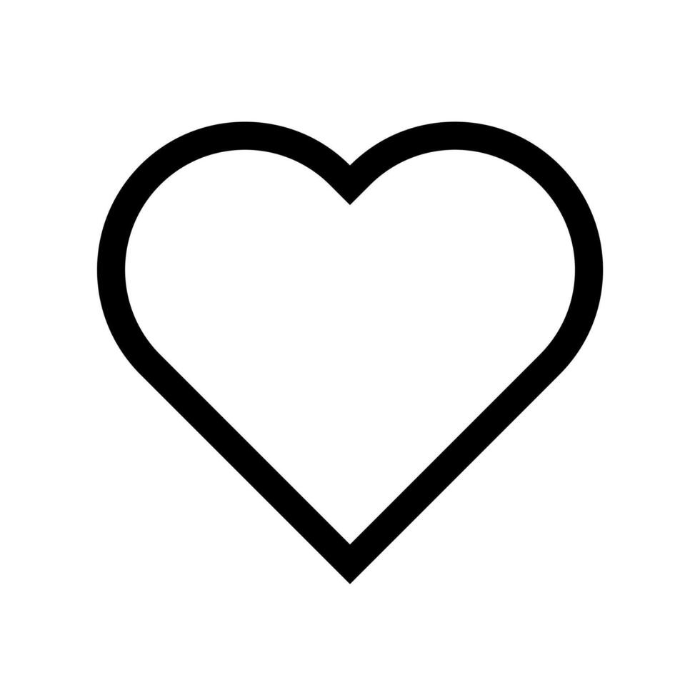 An outline icon of a simple, classic heart shape, representing generic love. vector