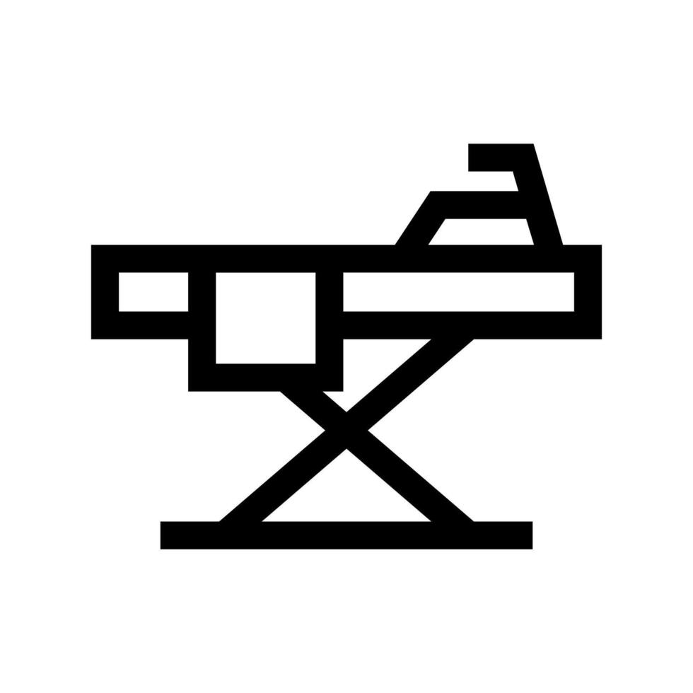 An outline symbol of an open ironing board for pressing clothes. vector