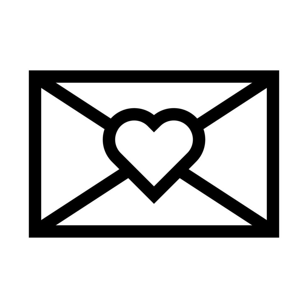 An outline icon of a message envelope with a heart, symbolizing love mail. vector