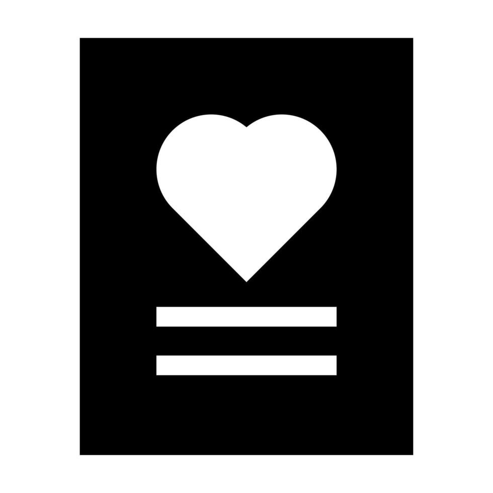 un lleno gráfico de un abierto documento con un corazón, representando un amor letra o declaración. vector