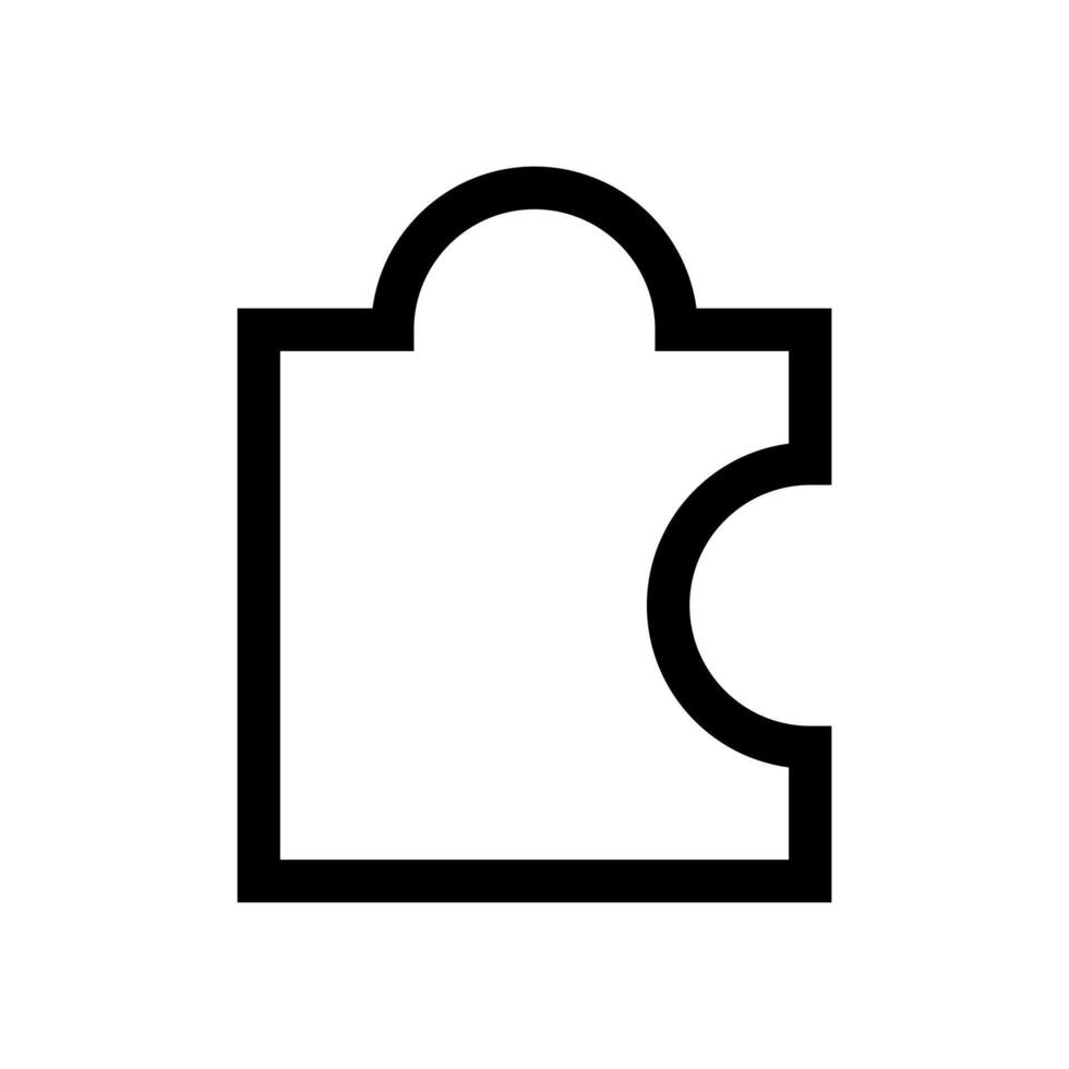 A linear graphic depicting a puzzle piece, symbolizing integration or solution. vector