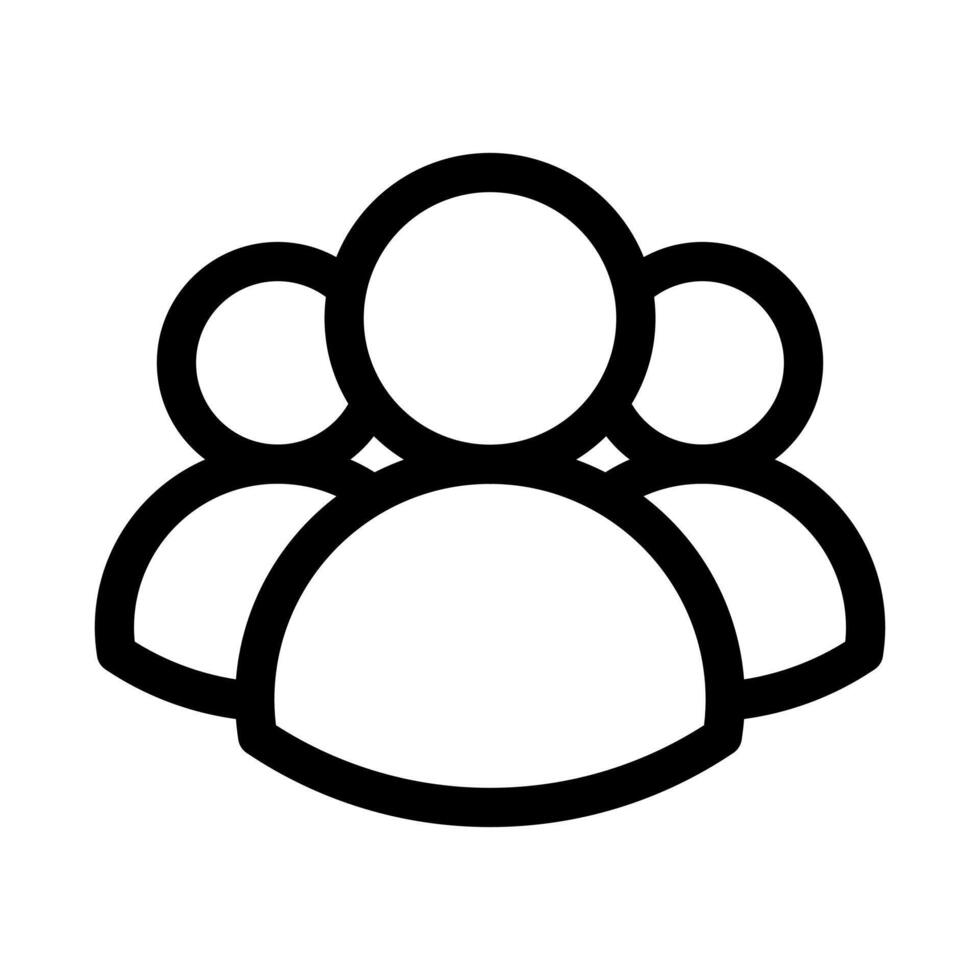 A simple line icon of multiple profiles, representing a group of users or team. vector