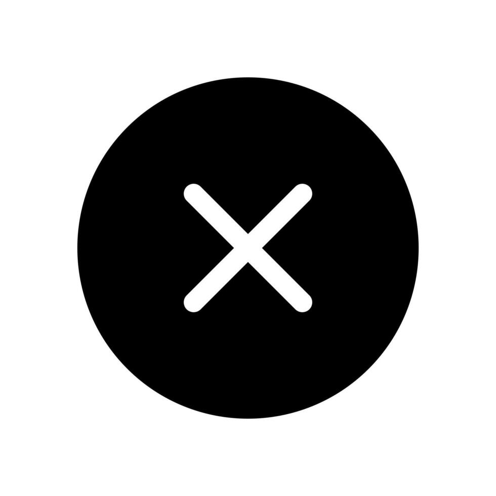 A simple filled icon of an 'X' mark, symbolizing the close of a window or prompt. vector