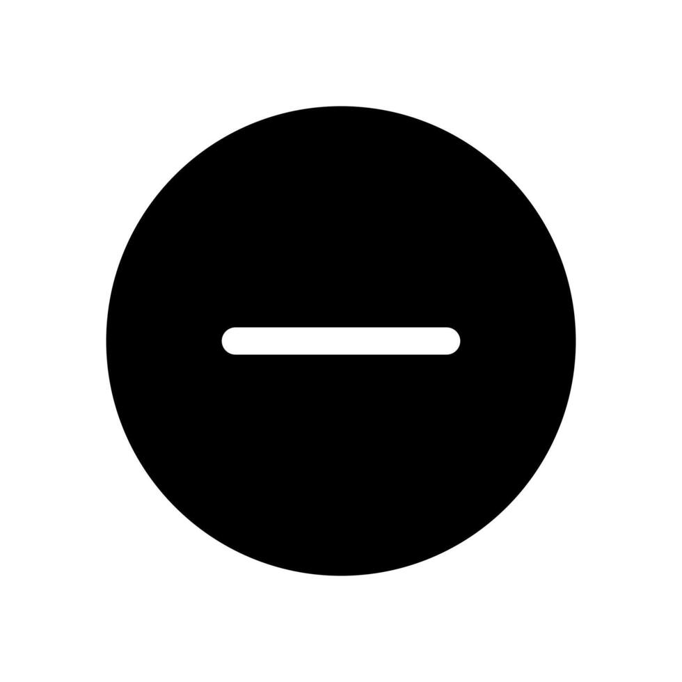 A simple solid icon of a horizontal line for a minus action or removal. vector