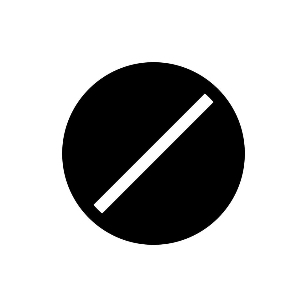 A solid icon of a circle with a diagonal line, symbolizing a block or prohibition. vector
