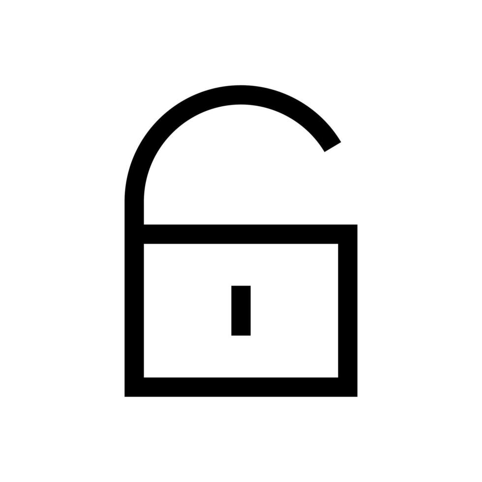 An outline icon of an open padlock, symbolizing unlock or security off. vector