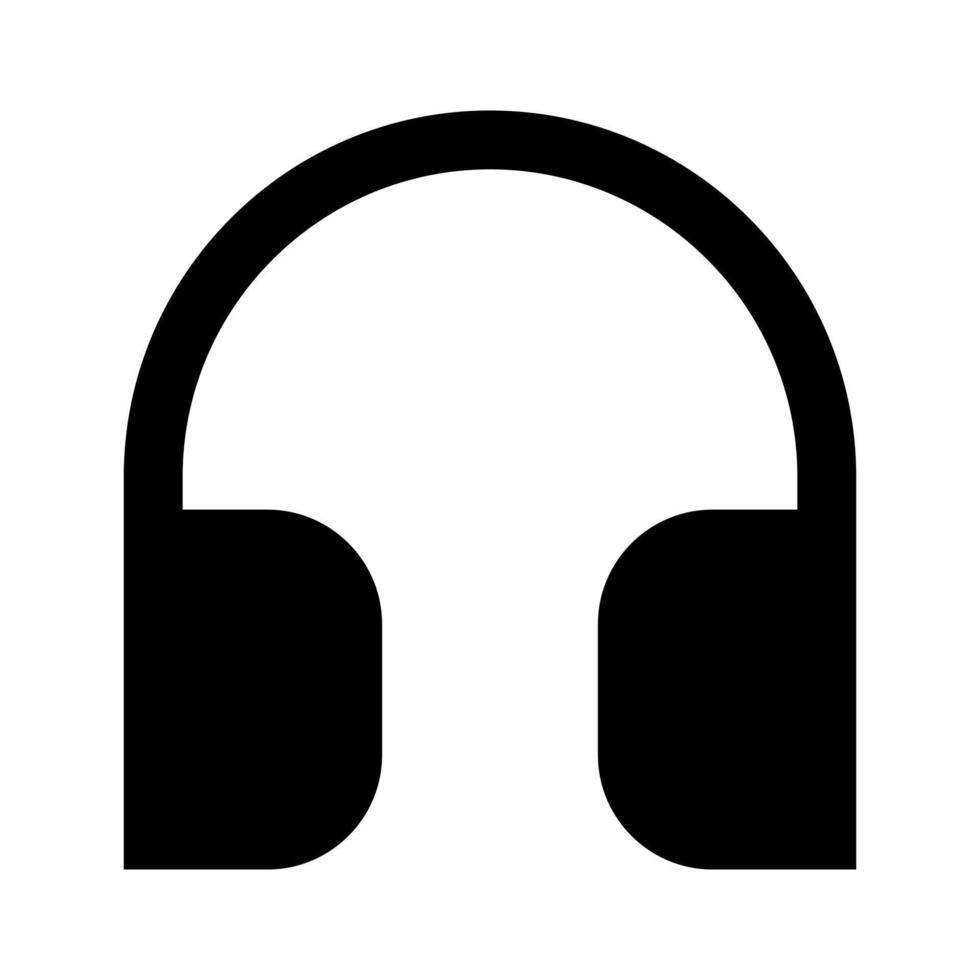 A solid-style icon of a device worn over the ears for listening to audio. vector