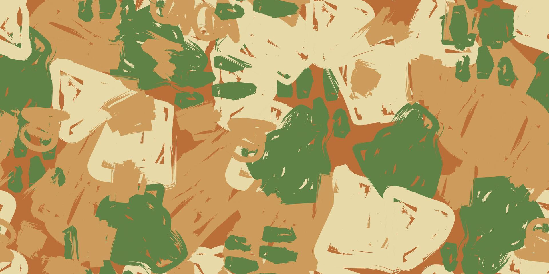 un verde y bronceado camuflaje modelo con muchos diferente formas vector