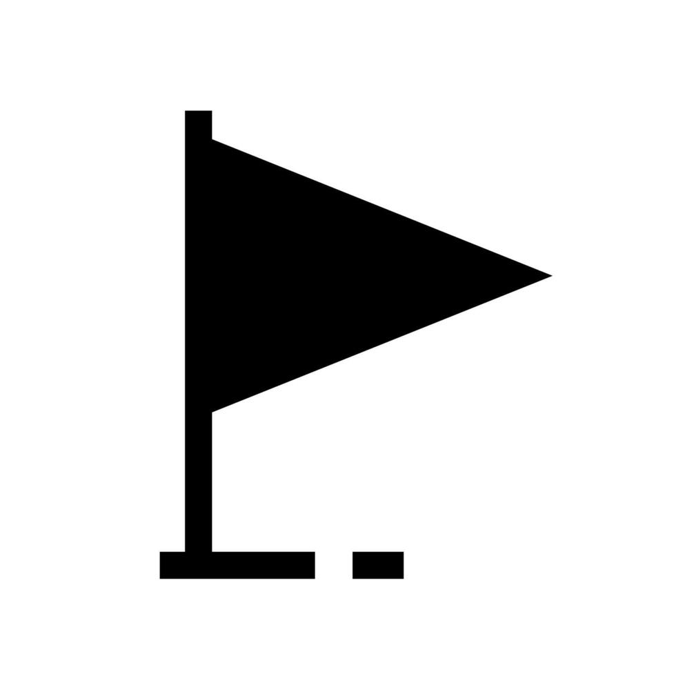 A filled graphic depicting a triangular flag on a pole. vector