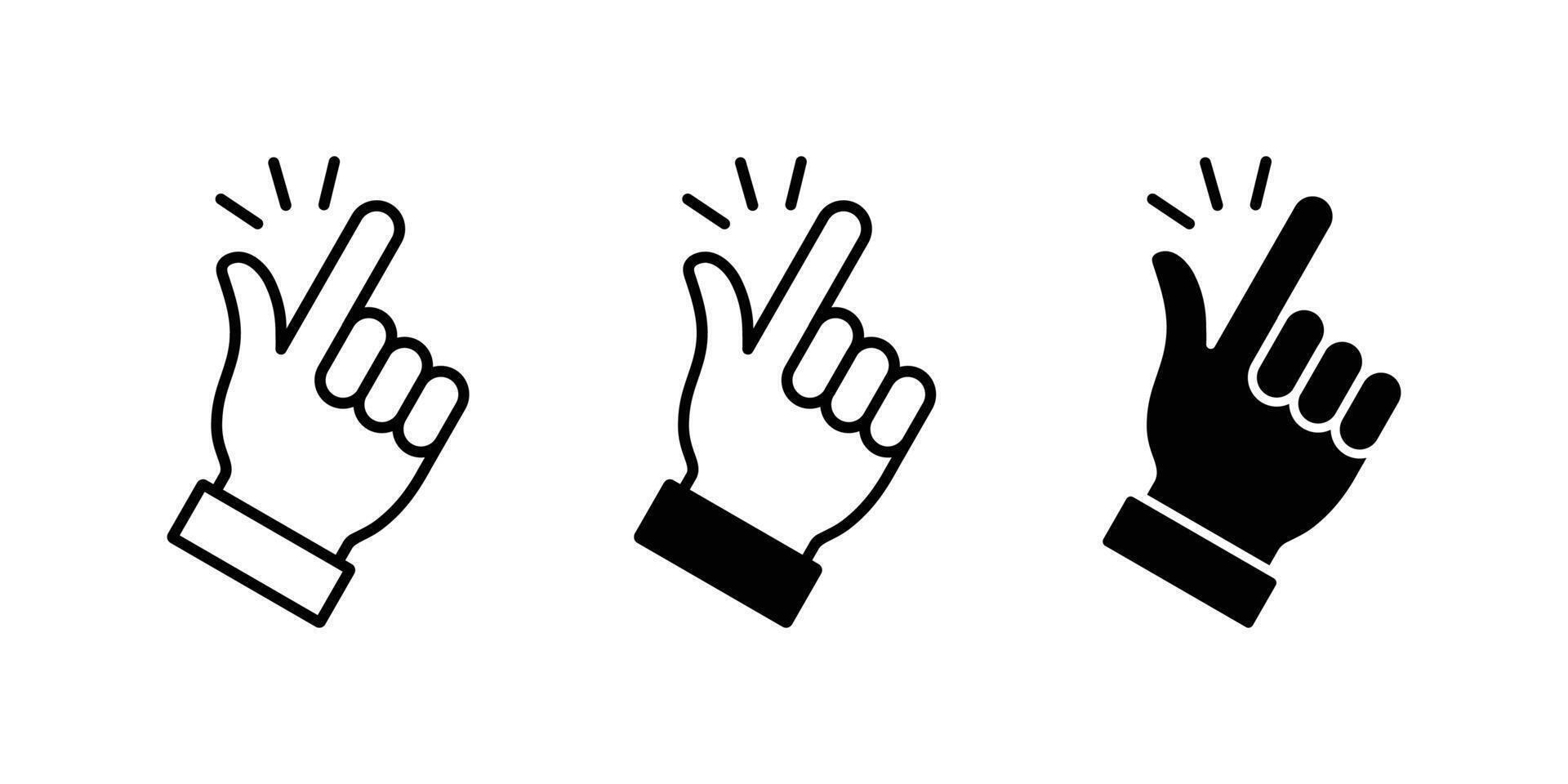 Easy to use icon with hand doing a finger snap. Finger snap set icon in flat style. Easy icon. Finger snapping click flick hand gesture sign vector