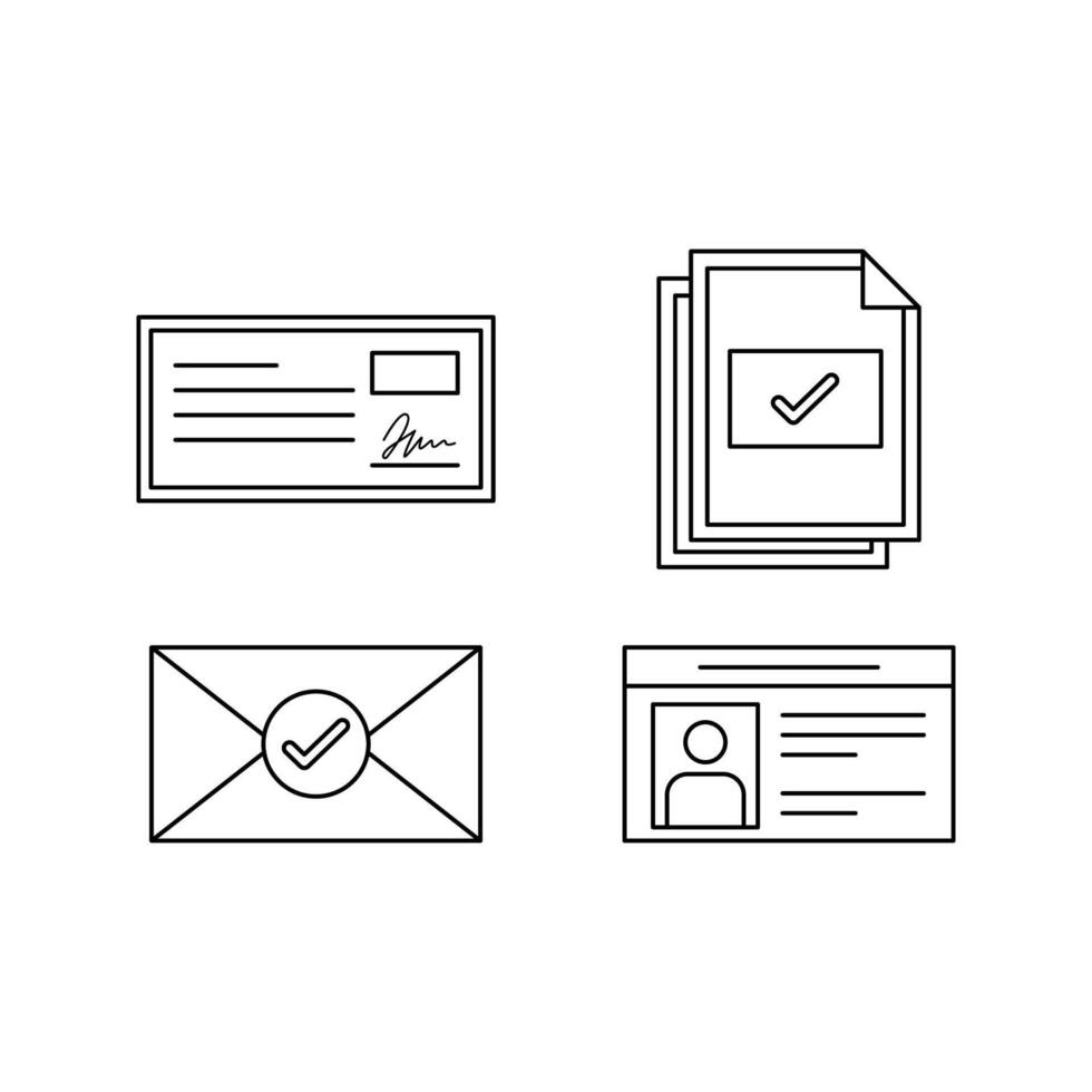Documents and Verification Linear EPS Illustration Featuring Files, Forms, ID, and Legal Papers in Simple Style vector