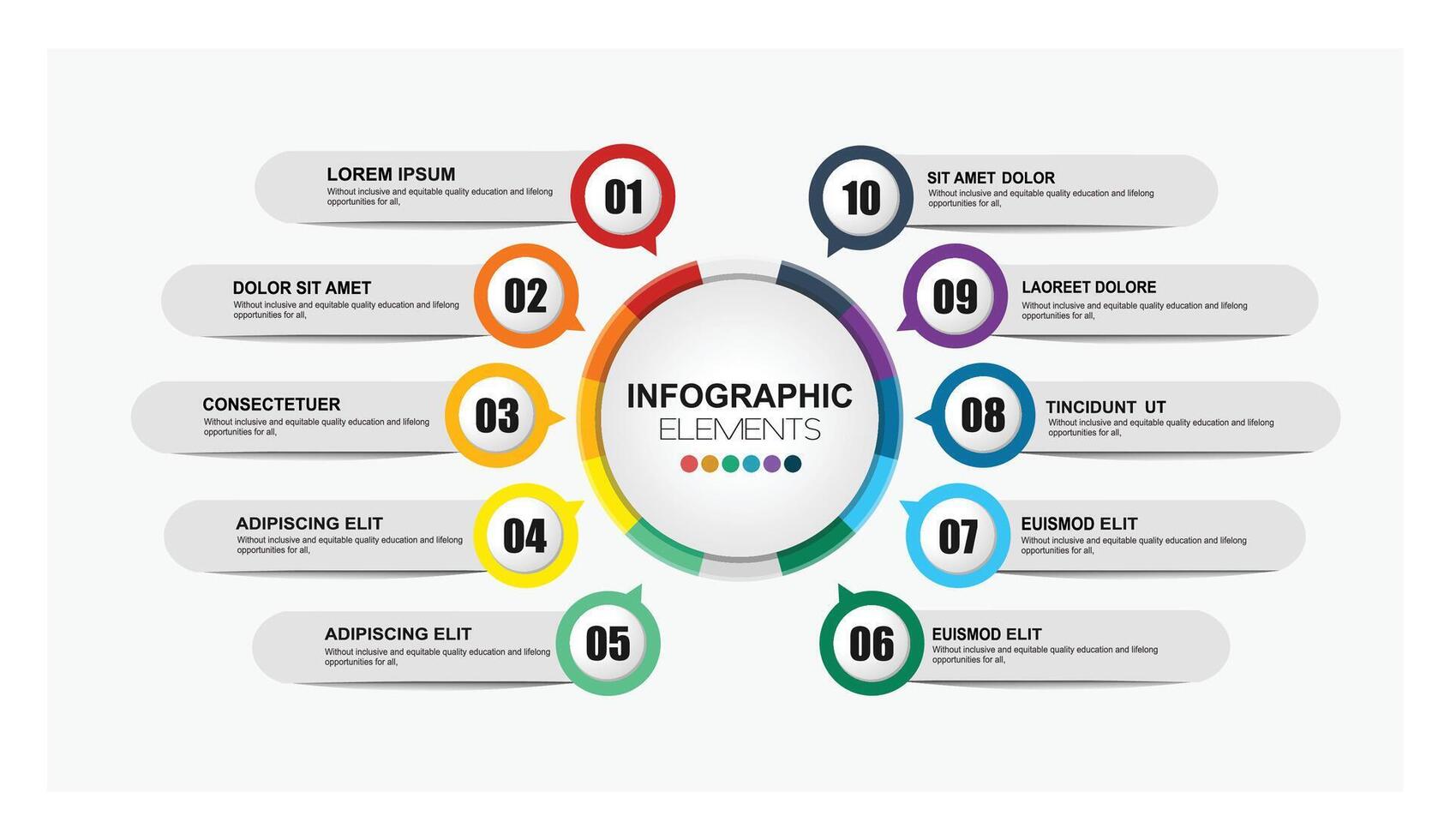 Infographic Elements Diagram With Circular Timeline And Colorful Segments. vector