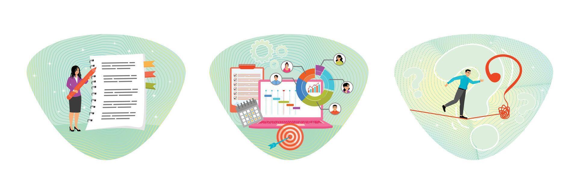 Project management illustrations and strategies vector